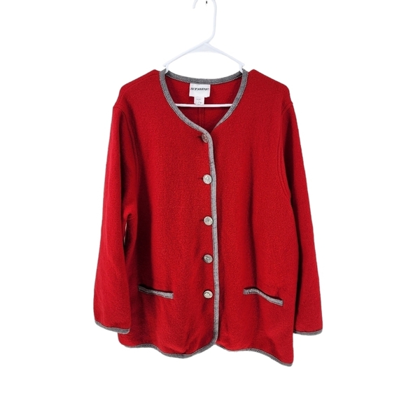 STAPF Women's Wool Fabric Metal-Button Cardigan Sweater - Picture 1 of 6